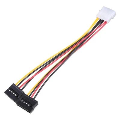 Dual 15Pin to Large 4Pin Power Splitter Cable 1x 4Pin IDE To 2xSata Adapter - Image 1 of 4