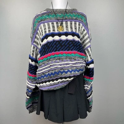Suéter Tejido 3D De Colección Años 80 Cuello Redondo Talla XL Para Mujer Ropa de Calle Retro Patinador Invierno Foto 1 de 4