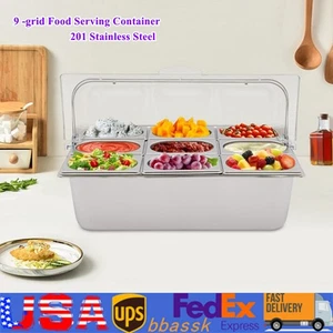 Stainless Steel Food Serving Container 9 Compartments Serving Container with Lid - Bild 1 von 22