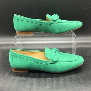 J.Crew womens green faux suede loafer size 8 BT270 bow slip on colorful classic - Picture 1 of 7