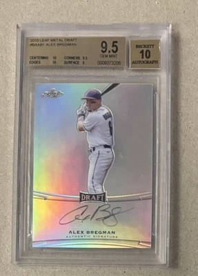 2015 LEAF METAL DRAFT #BAAB1 ALEX BREGMAN AUTO BGS 9.5 GEM 💎 MINT AUTO 10 - Image 1 of 2