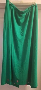 The Quacker Factory Size 3X Green Pullon Maxi Skirt /Embroidered Pink Pineapples - Picture 1 of 4