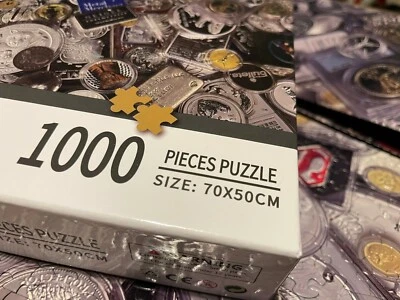 NEW: 1000 Piece Metal Merchant Coin Collection Jigsaw Puzzle (Gold Silver Coins) - Image 1 of 4