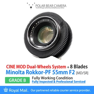 ⭐SERVICED⭐ MINOLTA 55mm F2 Rokkok-PF *8 BLADES* SR/MD CINE MOD + Caps [GRADE B] - Picture 1 of 12