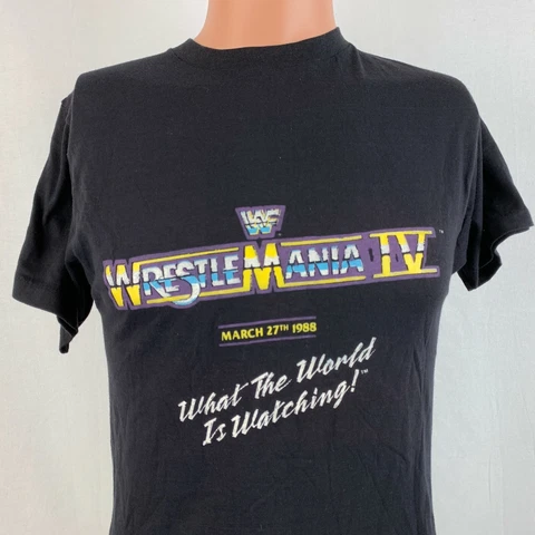 WWF Wrestlemania IV Single Stitch T Shirt Vtg 80s 1988 Trump Plaza Hulk Hogan M Cover