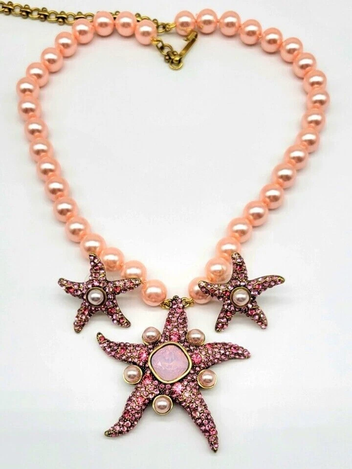 Heidi Daus Swarovski Cristal Estrella de Mar Collar + Juego de Pendientes con Perlas Rosas Foto 1 de 4