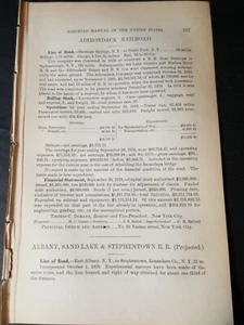 Informe de tren original 1878 ADIRONDACK RAILROAD Saratoga Springs North Fork NY - Imagen 1 de 3
