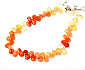 Natural Carnelian Beads 8 Inch Strand 4X7-5X8 MM Beads Faceted Pear Shape Beads - Picture 1 of 4