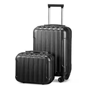 New Luggage Set 2 Piece Hardside Spinner Suitcase TSA Lock 360° Wheel Blue Black - Picture 1 of 21