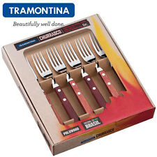 Tramontina Churrasco Wooden Handle 6 Pc.Steak Fork Cutlery Set JUMBO FSC