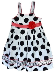 Girls Black & White Polka Dot Sun Dress Sundress Size 4 - Picture 1 of 2