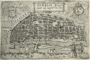 Mapa antiguo "Orléans" (Francia) Francesco Valegio-Donato Rascicotti, c.1598 - Imagen 1 de 2
