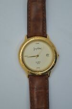 VTG Jacques Farel Watch w signed Leather Band & Date Window New Batt. GUARANTEED