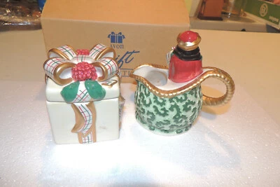 Juego de azúcar y crema de cerámica vintage de Navidad de San Nicolás nuevo en caja 2001 Avon/caja  Foto 1 de 4