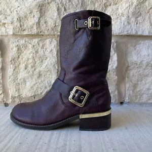 Vince Camuto Women's Windy Buckle Moto Mid-Calf Boots (Size 8.5) Burgundy - Picture 1 of 16