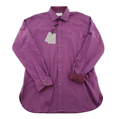 Camisa informal Ted Baker para hombre 15 34/35 geométrica manga larga rosa resistencia nueva con etiquetas Foto 1 de 4