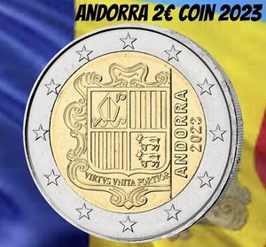 Andorra 🇦🇩 coin 2€ euro 2023 UNC from roll sgield of arms coat ribbons - Picture 1 of 3