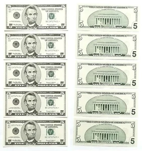1999 $5 Richmond District Star Note Fr 1987-E* Unc 5 Consecutive Numbers 431-435 - Picture 1 of 1