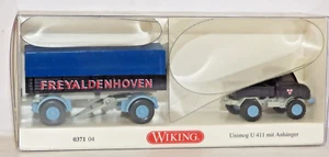 Wiking 1/87th Scale Mercedes Unimog & dropside trailer Freyaldenhoven 037104 - Picture 1 of 1