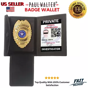 ID Badge Black Bifold Stylish Wallet,Concealed Carry Weapon IDCase for Men Women - Picture 1 of 7