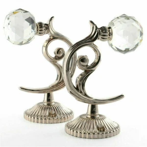 2x große Metall-Kristallkugel-Vorhanghaken Quaste Wandhalterung Aufhänger - Bild 1 von 13