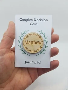 Couples, decision, flip coin, personalised, novelty gift, joke, funny present - Picture 1 of 3