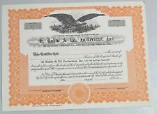 Vintage H. RUBIN & ED. ZUCKERMAN, INC. Stock Certificate NEW YORK 