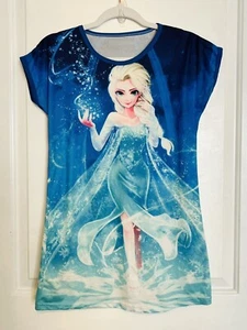 Short Sleeve Lightweight Blue Anime Frozen Elsa Night Gown Girls Pajamas 6 Sleep - Picture 1 of 5