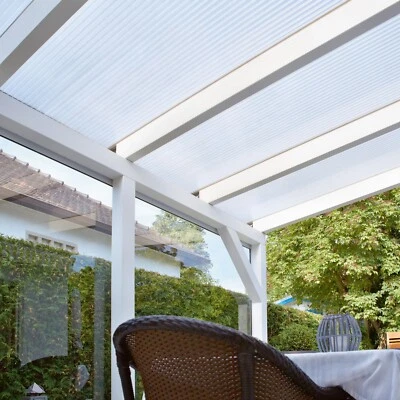 Terrassenüberdachung - X-Struktur 16mm opal - Polycarbonat Stegplatten - Alu/Alu - Bild 1 von 4