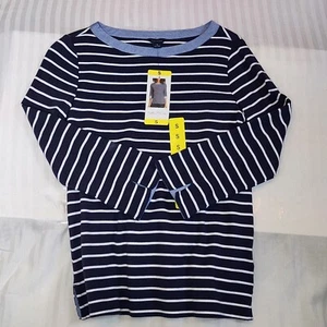 Nautica Long Sleeve Shirt Womens  Blue White Striped Casual Long Sleeve Small - Picture 1 of 11