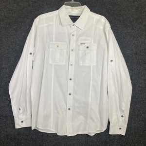 Camisa blanca Marc Ecko corte y costura para hombre manga larga botones talla grande - Imagen 1 de 9