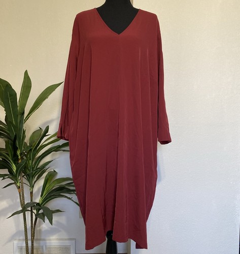 VALENTINO Abito Premier Standard Universale L 22 24 3X Cabernet Rosso Scollo VNila Midi Elasticizzato Nuovo con etichette