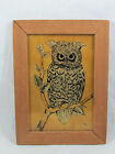 Vintage Gold Foil Owl Framed Art Signed MW