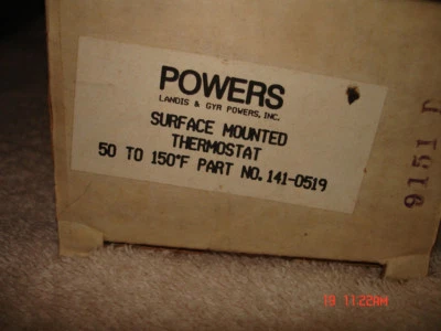 Powers, Surface Mounted Thermostat, 50-150 Deg.Part # 141-0519,NIB - Image 1 of 3