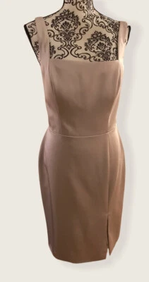 Vestido de Dama de honor Allure satinado color topo talla 14 hasta la rodilla con abertura Foto 1 de 4