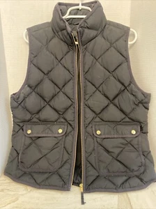 J Crew Vest Womens Large Black Quilted Down Sleeveless Full Zip Puffer Down - Picture 1 of 11