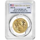 Presale - 2024-W Proof $100 Gold Liberty & Britannia 1 oz Pcgs Pr70Dcam Fdoi .