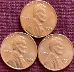 Centavos conmemorativos Lincoln Lincoln 1968-P/D/S sin circular sin circular - lote de tres - Imagen 1 de 3