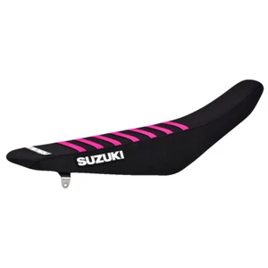 2019-2024 Suzuki RMZ 250 Enjoy MFG SEAT COVER ALL BLACK PINK RIBS #163 LOGO - Picture 1 of 5