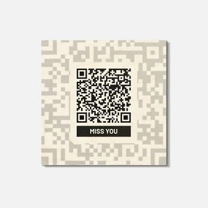 Miss You QR Code 4'' X 4'' Square Wooden Coaster - Picture 1 of 3