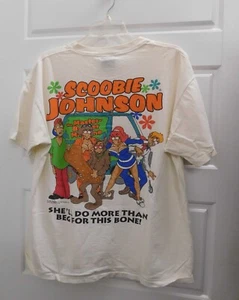 Vintage 1996 Big Johnson Scoobie Johnson Men L Double Sided Funny Edgy T-Shirt - Picture 1 of 5