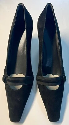 Stuart Weitzman Marlow Black Suede Pumps 9N 2A 3.48 in. Wide, Euro 39.5, CM 25.1 - Image 1 of 4