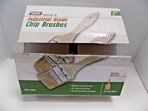 34 CHIP BRUSHES 2" Natural Bristles Hardwood Handle Straight Edge Industrial NOS - Picture 1 of 4