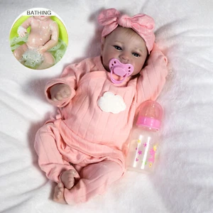 Full Body Vinyl Silicone Realistic Girl Reborn Newborn Baby Dolls Waterproof Toy - Picture 1 of 7