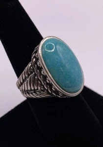 Sterling Silber 925 Kingman Türkis Seil Muster Thailand Ring Größe 9 (11,7 g) - Bild 1 von 9