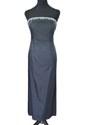 Vestido bustiê vintage Express preto com miçangas sem alças tamanho 1/2 XS vestido anos 90 formatura - Imagem 1 de 4