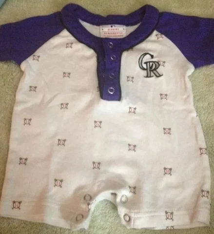 Colorado Rockies Baseball Short Sleeve Boys Romper Purple White 0-3 Months Cover
