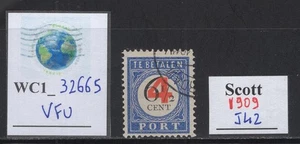 WC1_32665 NETHERLANDS. Ovpt. 1909 postage due stamp. Sc.J42. Used - Picture 1 of 1