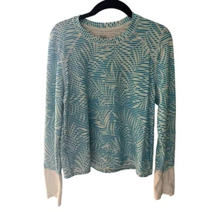 Athleta Girls swim rash guard in turquoise palm, XXL / 16 - Picture 1 of 4