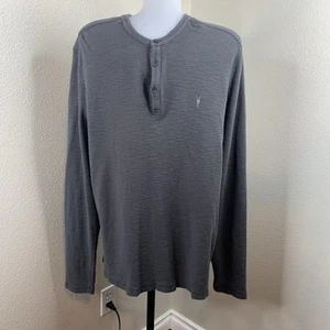 All Saints Muse Long Sleeve Henley Gray Men’s Sz Regular L Button Shirt Sweater - Picture 1 of 6